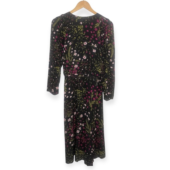 Joie Acantha 3/4 Sleeve Black Floral Wrap Dress Size Large - Picture 4 of 7